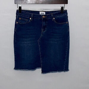 Hudson Asymmetrical Raw Hem Denim Skirt - Size 16